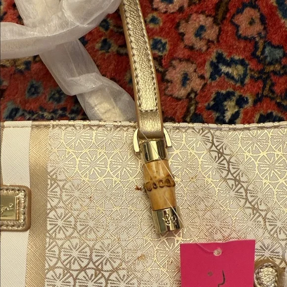 Lilly Pulitzer Gold and Cream Tote - Picture 2 of 7